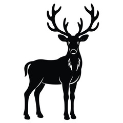 Obraz premium Reindeer Silhouette Vector Minimal Christmas Deer Icon for Holiday Design