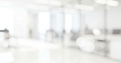 Bright abstract background with soft white light and bokeh effects indoors, forming a soothing luminous ambience with gentle highlights and a clean minimal visual feel.