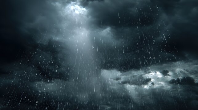 raining season. summer storm, dark sky cloudy heavy rain with thunder strike, weather in rainy season