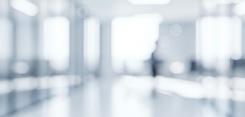 Bright abstract interior hallway with blurred light and figure, creating a sleek glowing ambience with smooth visual flow and subtle highlights enhancing the modern space.