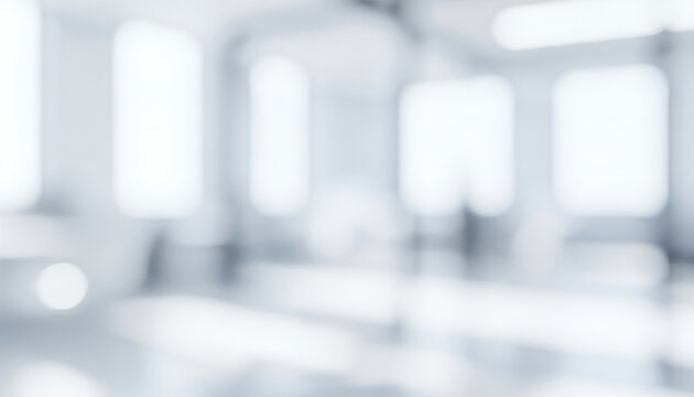 Bright abstract background with soft white and light blue blurred shapes, creating a calm luminous ambience with gentle glowing highlights and smooth visual depth across the scene.