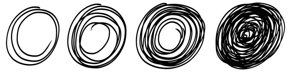 Handdrawn Circle Spiral Doodle Vector Ideal for backgrounds, artistic annotations, focus points, and designs requiring a playful, hypnotic, hand-drawn look.