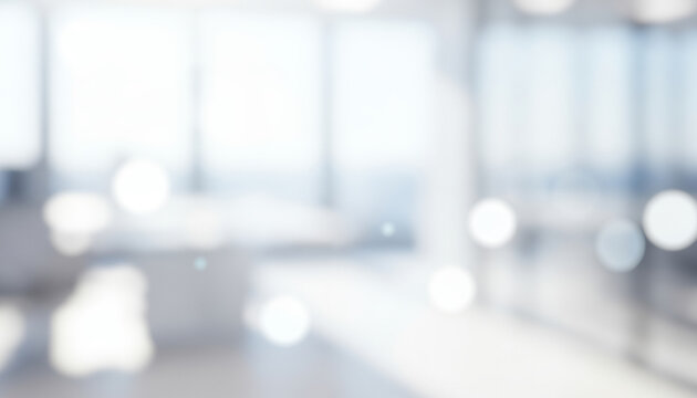 Bright abstract background with soft white and blue light bokeh circles, creating a calm luminous ambience with gentle glowing highlights and smooth visual gradients across the scene.