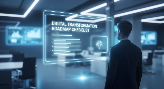 Executive Reviewing Digital Transformation Roadmap Checklist