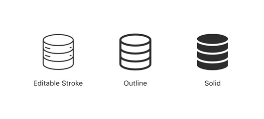Clean database storage icon showing stacked cylindrical layers, representing data saving, server storage, cloud systems, backups, and structured information management.
