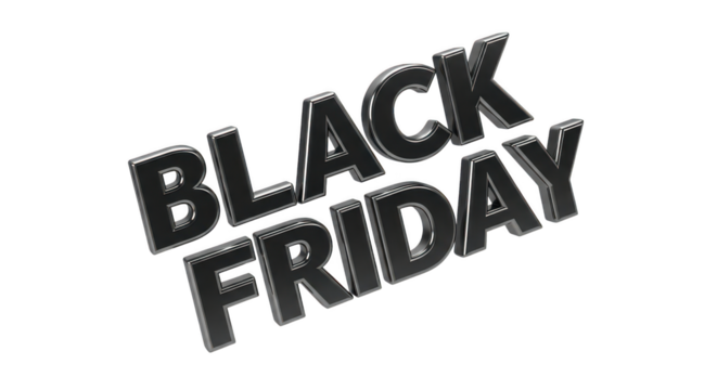 Black friday sale text isolated on transparent background