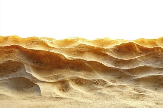 Sunlit undulating sand dunes with wind-sculpted ripples stretching to a bright horizon, warm and serene desert landscape