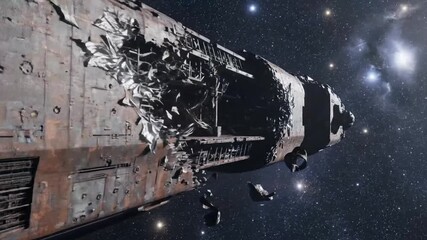 Crippled starship drifts among astral dust - Powered by Adobe
