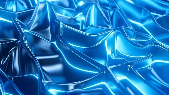 Shiny blue metallic surface texture wave pattern glossy reflection futuristic abstract smooth curve fluid metal high gloss neon rhythm