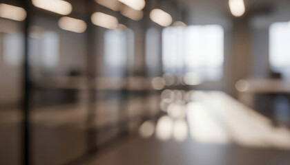 Abstract interior office space with bright lights and soft focus bokeh, creating a polished glowing ambience that feels professional, modern, and visually inviting across the room.