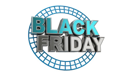 Black friday sale banner with bold typography and circular design isolated on transparent background