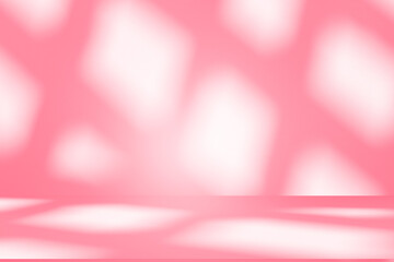 Wall interior background, studio and backdrops show products.with shadow from window color pink background for text insertion and presentation interior decoration	