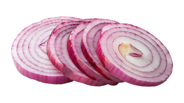 Red Onion Slices isolated on a transparent background