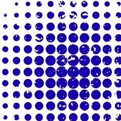 Elegant vintage seamless pattern with timeless retro charm. Blue dots on a white background form a grid pattern. The dots are uniformly spaced and vary slightly in size. 