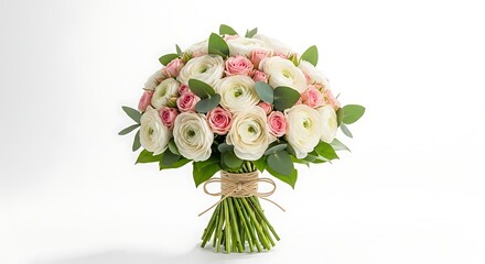 Fototapeta premium Elegant Bouquet of White and Pink Flowers for Special Occasions.