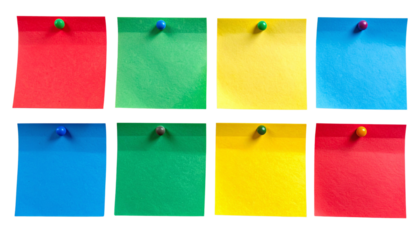 Assorted Color Post-It Notes Collection with Realistic Shadows PNG