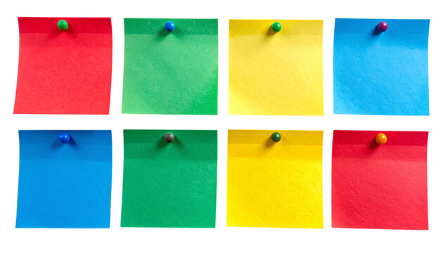 Assorted Color Post-It Notes Collection with Realistic Shadows PNG