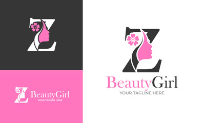 Beautiful Girl Logo Letter Z, Spa Logo, beauty, cosmetic icon