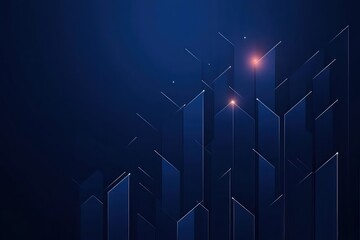 abstract futuristic dark blue city of glowing glass pillars and vertical geometric towers with thin illuminated edges evoking a calm mysterious high-tech atmosphere