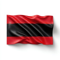 Obraz premium Waving red and black striped flag rendered on a white background with subtle shadows