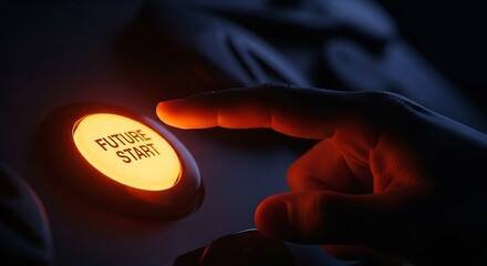 Starting a new journey, business, or project with a futuristic button.
