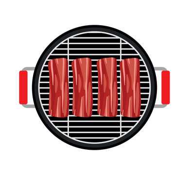 red meat grilling on black barbecue clip art preview