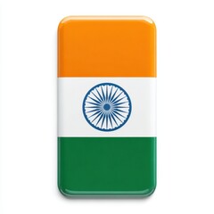 Rectangular object with the Indian flag design featuring saffron white and green stripes and a blue Ashoka Chakra emblem