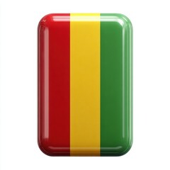 Rectangular button with three vertical stripes in red yellow and green colors