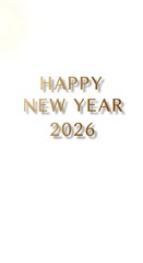 Happy New Year 2026.Happy new year 2026 text with metallic gradient effect isolated on transparent background
