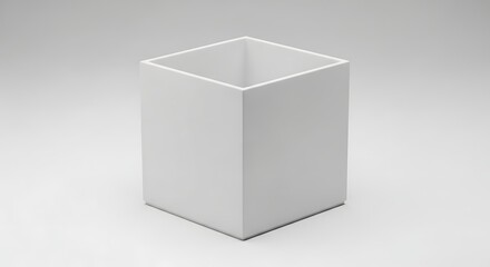 Minimalist White Square Container on Neutral Background for Storage.