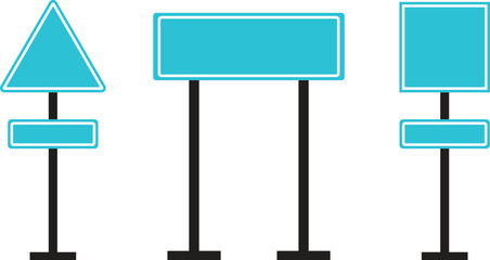 Road Sign Board icon set. Empty traffic signs isolated on transparent background. Highway attention road sign collection. Blank street traffic symbols, stopping boards. Signaling plates vector.