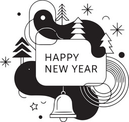 Modern Black and White Happy New Year Illustration