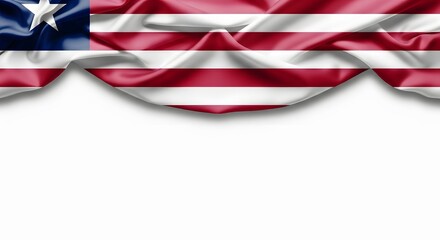 Fototapeta premium Liberia flag with red and white stripes and a star.