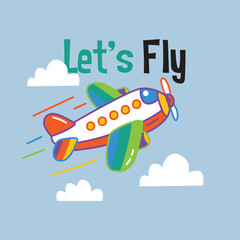 Cute aircraft let's fly doodle 
