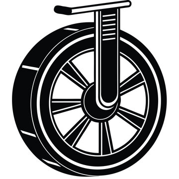 Minimal electric monowheel silhouette vector, self-balancing urban transport device, flat black icon