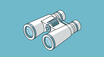 Crisp binoculars illustration for outdoor adventures or strategic planning, perfect for travel blogs, adventure guides, and corporate vision statements.