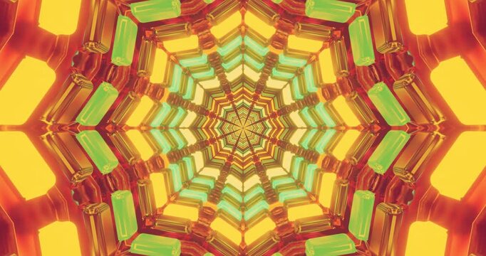 Tunnel video vj loop provides seamless visuals of an abstract pattern with bright colors and dynamic forms for immersive screensaver effects