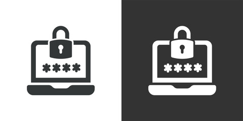 Laptop Password Protectionicon. Solid glyph series icon