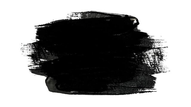 Abstract Black Paint Brush Strokes Stop Motion Animation,Animated grunge black ink brush strokes on white. Abstract monochrome paint texture sequence for motion graphics, transitions, masks