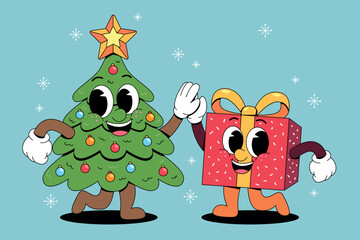 High-Five Retro Christmas Tree and Gift Box