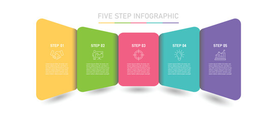 Presentation business infographic template with 5 options. presentation, Report, Banner, Poster, Strategy and Plan. Illustration business abstract background. 