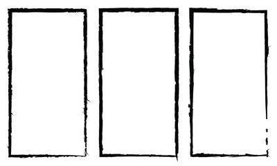 Ink rectangle stamp. Grunge empty black frame. Square border. Rubber stamp imprint. Vector illustration isolated on white background. Black Brush painted ink stamp frame .Vector illustration. EPS 10 .