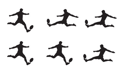 Dynamic soccer player kicking sequence silhouette