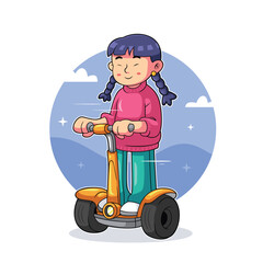 Girl Riding Yellow Hoverboard Vehicle