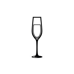 Simple Champagne Glass Icon Silhouette