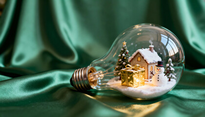 Glass bulbs glowing with bright energy concept during Christmas.