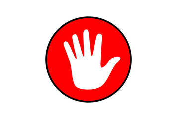 red stop sign with hand