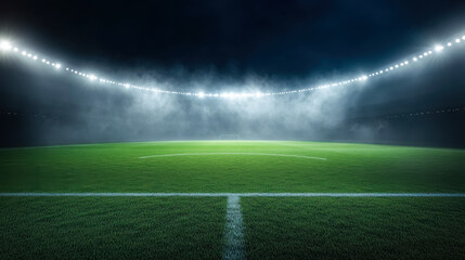 Foggy soccer field . Mixed media