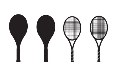 Tennis rackets evolution silhouette