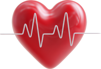 Red Heart with ECG Pulse: Symbol of Health, Love, and Vitality